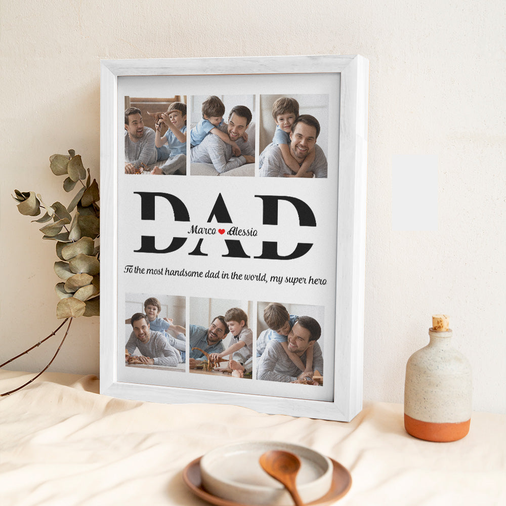 Cadre En Bois Avec Photo Et Texte Personnalisés, Design Unique, Cadeaux Pour La Fête Des Pères - soufeelfr