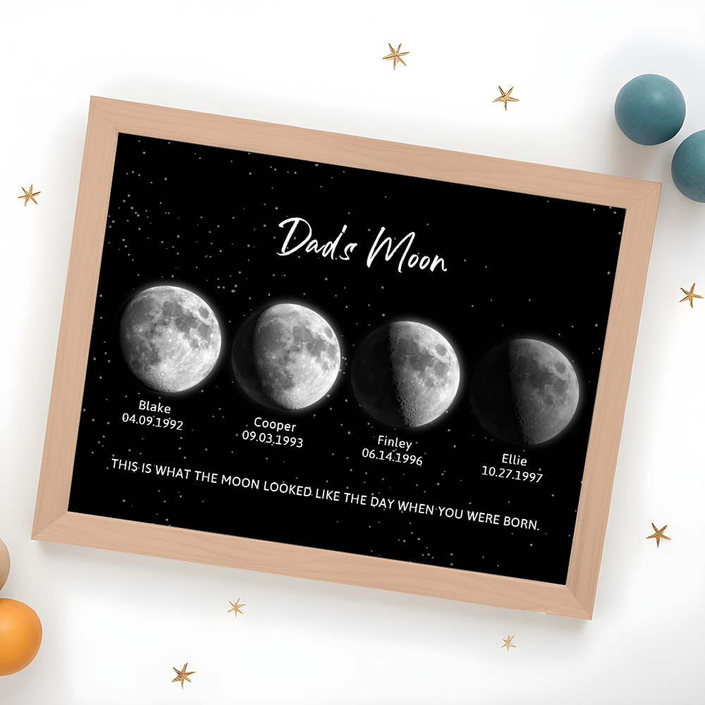 Phase De Lune Personnalisée Ciel Nocturne Impression Lune De Papa Cadeaux Uniques Pour La Fête Des Pères - soufeelfr