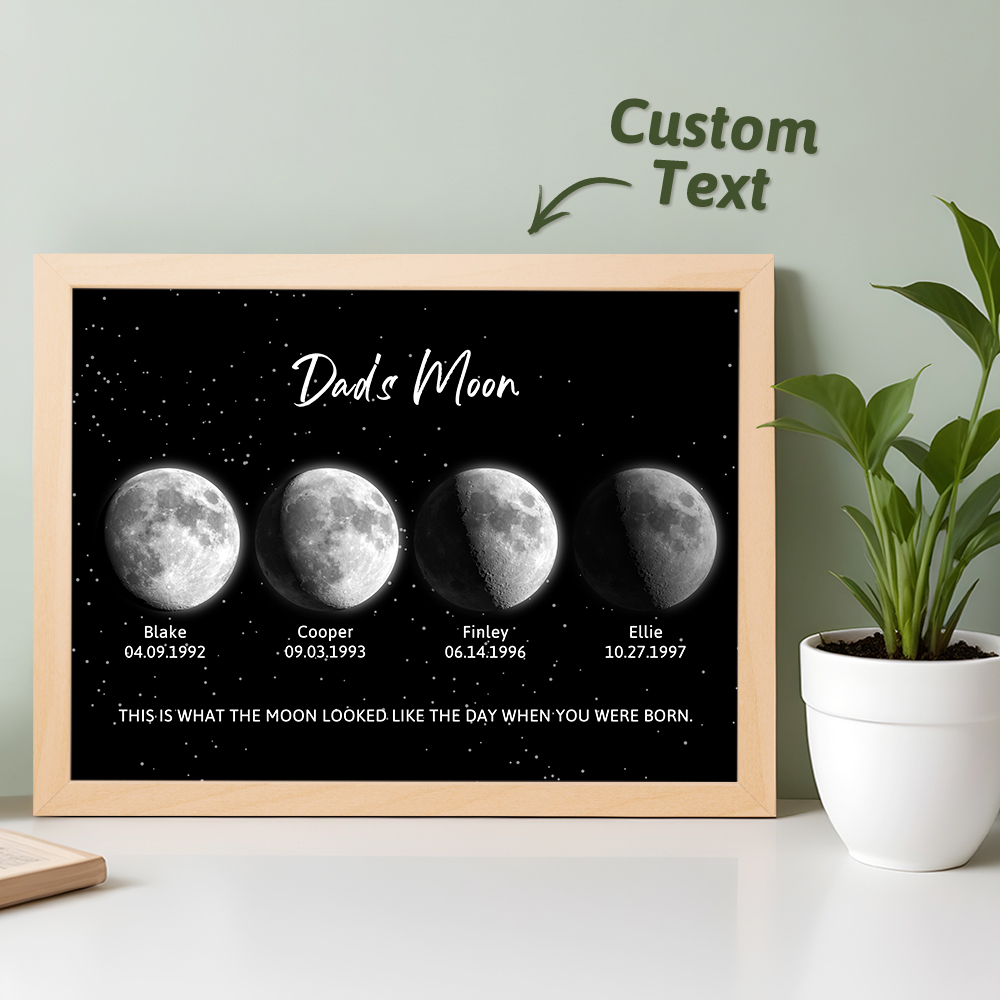 Phase De Lune Personnalisée Ciel Nocturne Impression Lune De Papa Cadeaux Uniques Pour La Fête Des Pères - soufeelfr
