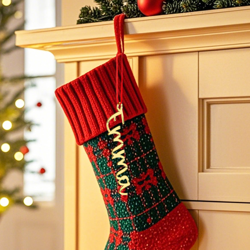 Ornement D'arbre De Noël Avec Nom Personnalisé, Bas De Noël, Étiquette Cadeau, Décoration, Cadeau - soufeelfr