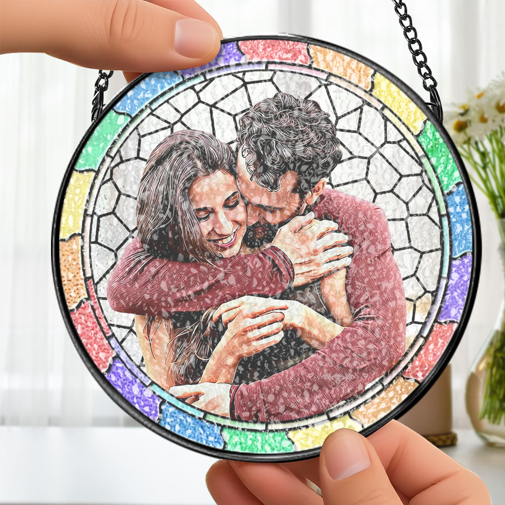 Photo Personnalisée Où Il Y A De L'amour, Il Y A De La Vie, Attrape-soleil Suspendu À Fenêtre, Cadeau Pour Mari Et Femme, Anniversaire - soufeelfr