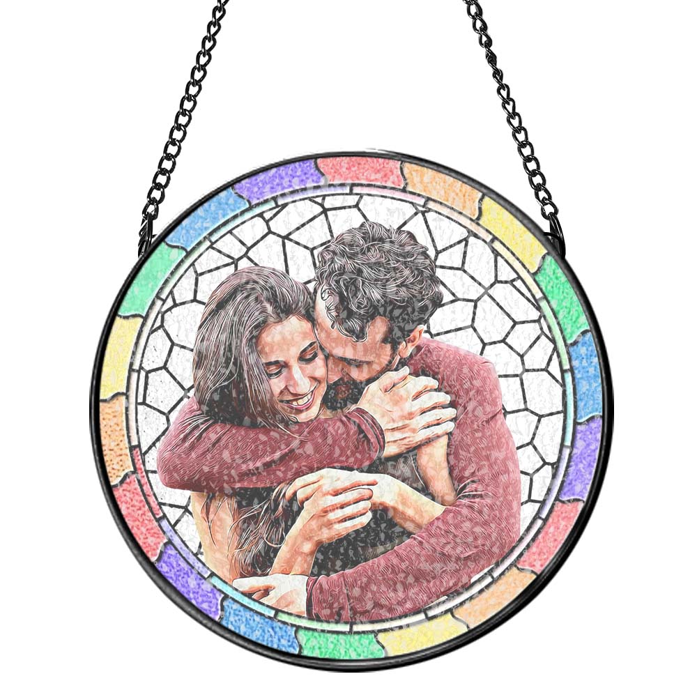Photo Personnalisée Où Il Y A De L'amour, Il Y A De La Vie, Attrape-soleil Suspendu À Fenêtre, Cadeau Pour Mari Et Femme, Anniversaire - soufeelfr