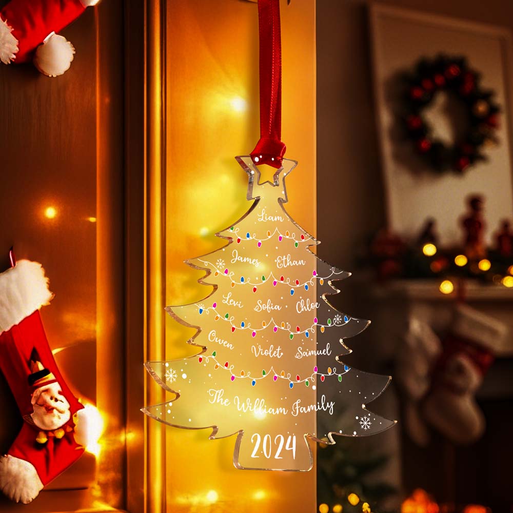 Ornement D'arbre De Noël Personnalisé Avec Noms De Famille, Ornement En Acrylique Pour Cadeaux De Noël