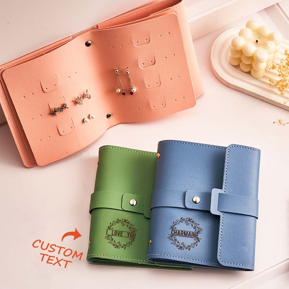 Sac De Rangement De Boucles D'oreilles Gravées Sur Mesure, Organisateur De Bijoux De Voyage Personnalisé Multifonctionnel, Cadeau Pour Elle - soufeelfr