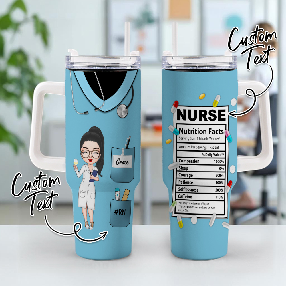 Infirmière Personnalisée Personnalisée Gobelet En Acier Inoxydable De 40 Oz, Cadeau Médical Pour Infirmière - soufeelfr