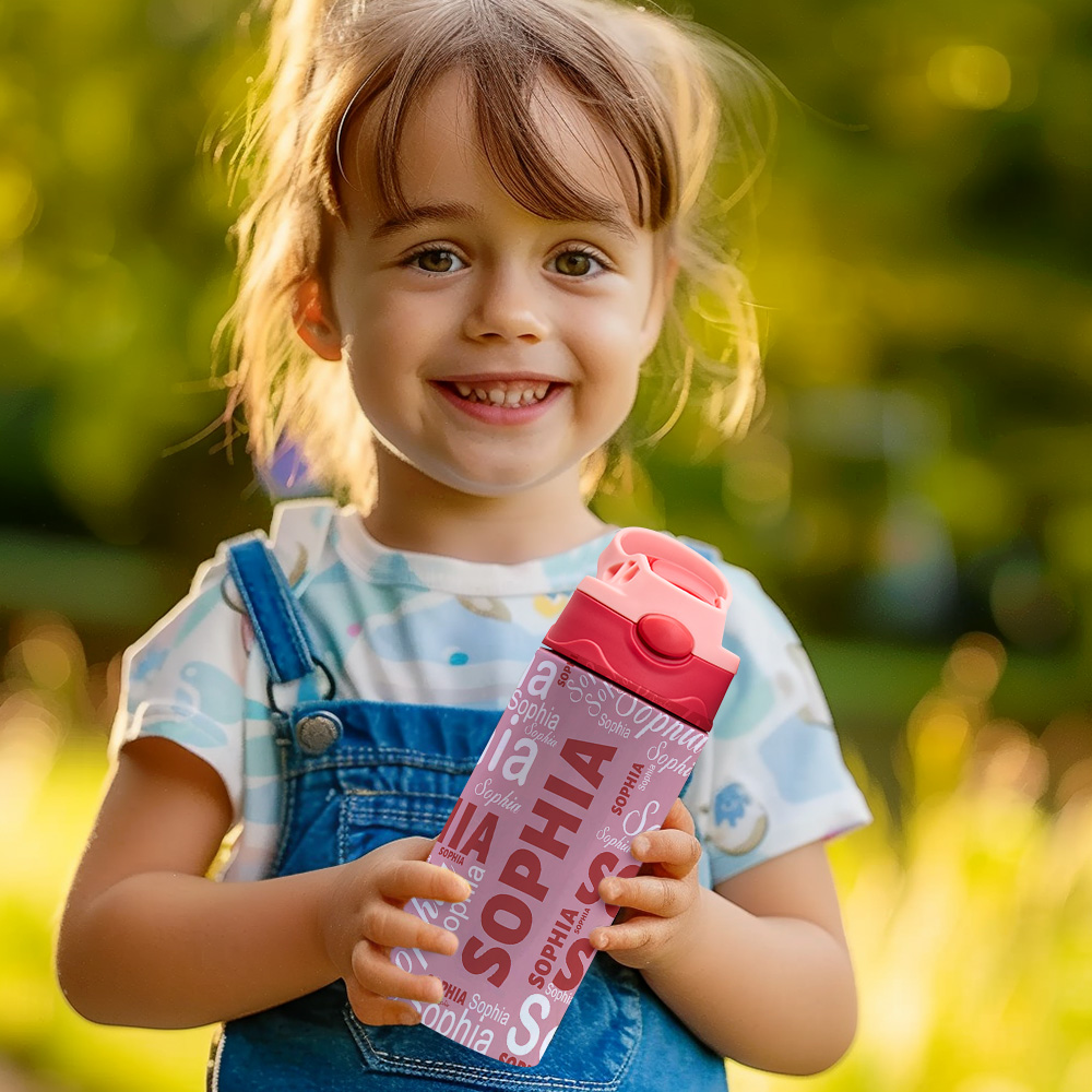Bouteille D'eau En Acier Inoxydable Avec Nom Personnalisé, Cadeau Personnalisé Avec Nom, Fournitures Scolaires Multicolores Pour Enfants