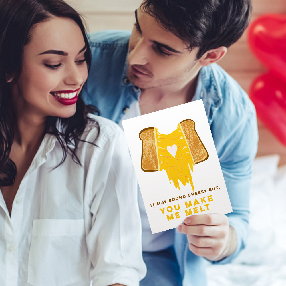 Cadeau Drôle De Carte De Voeux De Fromage Grillé Fondant Pour Elle Ou Lui