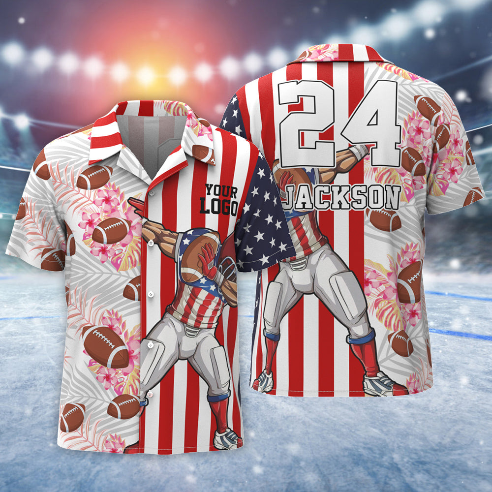 Chemise Hawaïenne Avec Logo Et Texte Personnalisés Pour Hommes, Chemise Aloha Imprimée Sur Toute L'équipe, Jeu De Football Américain