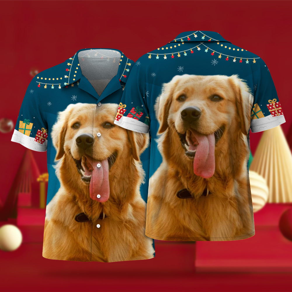 Chemises Hawaïennes Avec Visage Personnalisé Cadeau Photo Personnalisé Chemises De Noël Pour Hommes Pour Les Amoureux Des Animaux De Compagnie - Étoiles Et Cadeaux - soufeel