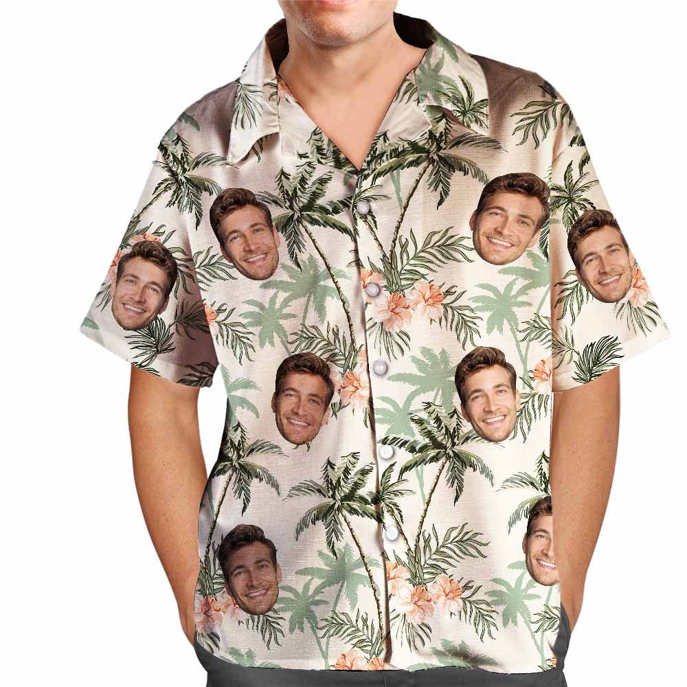 Chemises De Plage Hawaïennes Vintage Avec Photo Personnalisée Et Chemise Boutonnée Imprimée