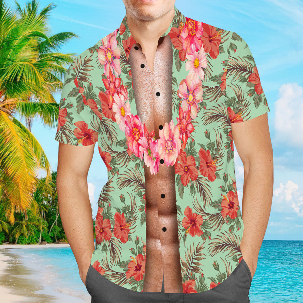 Chemises Hawaïennes Personnalisées Pour Hommes Texte Personnalisé Chemises Hawaïennes Pour Lui - Couronne Hawaïenne