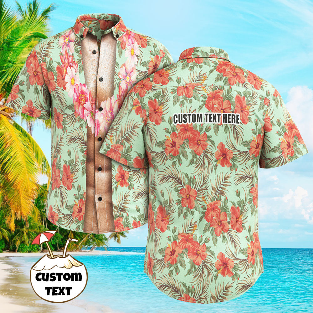 Chemises Hawaïennes Personnalisées Pour Hommes Texte Personnalisé Chemises Hawaïennes Pour Lui - Couronne Hawaïenne
