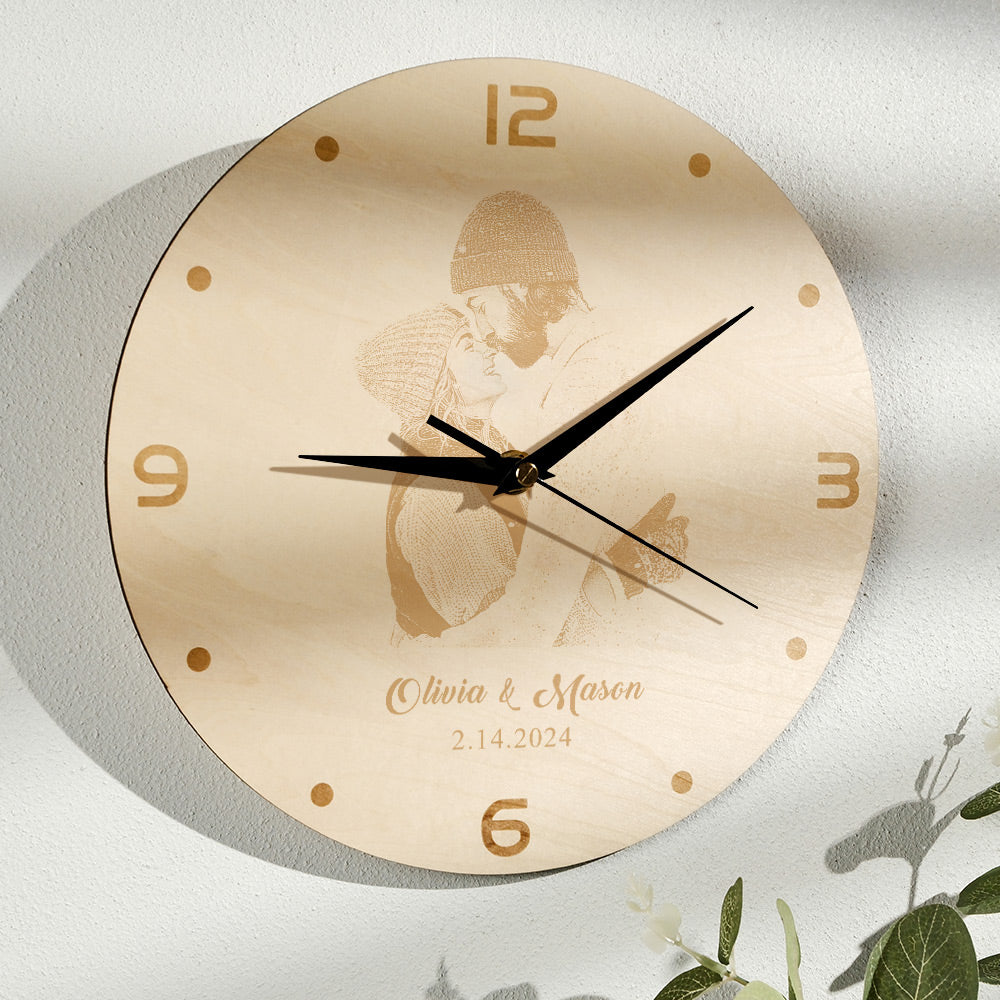 Horloge En Bois Avec Photo Personnalisée, Cadeaux D'amour Pour La Saint-valentin - soufeelfr