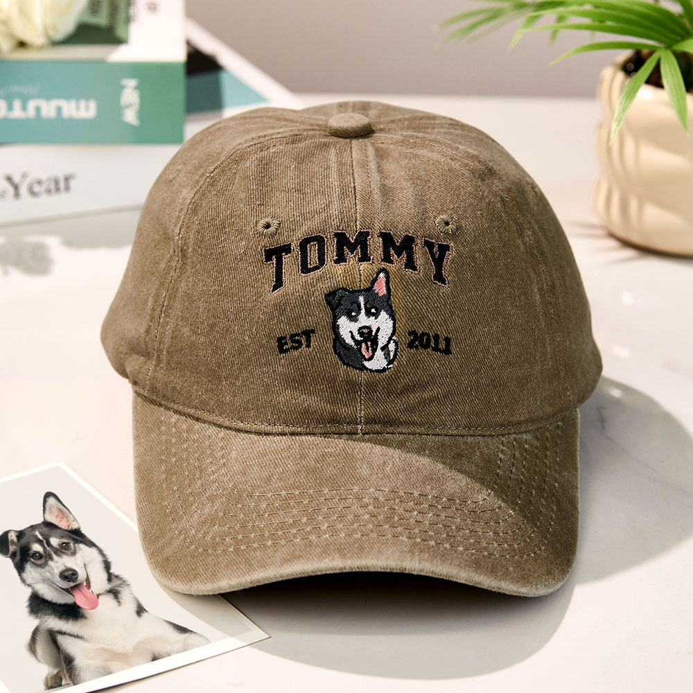 Chapeau Brodé Personnalisé Avec Cadeaux De Portrait D’animal De Compagnie Pour Les Amoureux Des Animaux De Compagnie