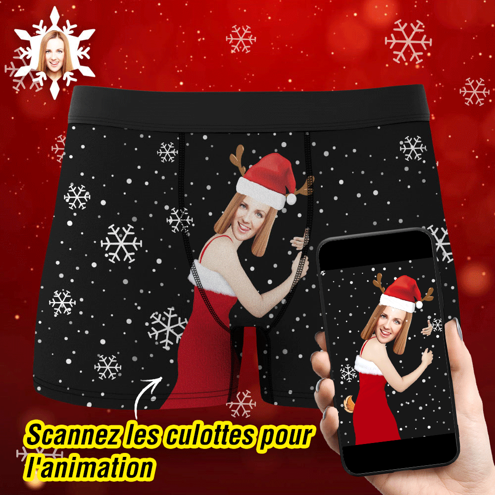 Boxer Personnalisé Avec Visage De Petite Amie, Short, Sous-vêtements Photo Personnalisés, Cadeau De Noël Pour Hommes, Cadeau Ar View