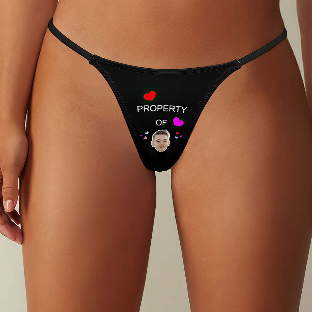 Visage Personnalisé Propriété De Coeurs Tanga String Femme Cadeau Saint Valentin - soufeelfr