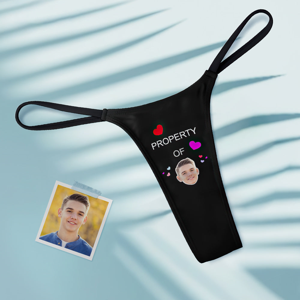 Visage Personnalisé Propriété De Coeurs Tanga String Femme Cadeau Saint Valentin - soufeelfr