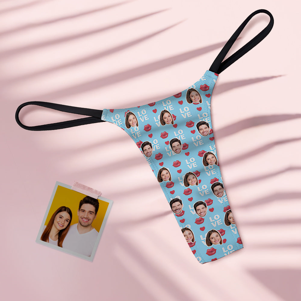 Tanga String Personnalisé Face Love Pour Femmes, Imprimé Lèvres, Cadeau De Saint Valentin - soufeelfr