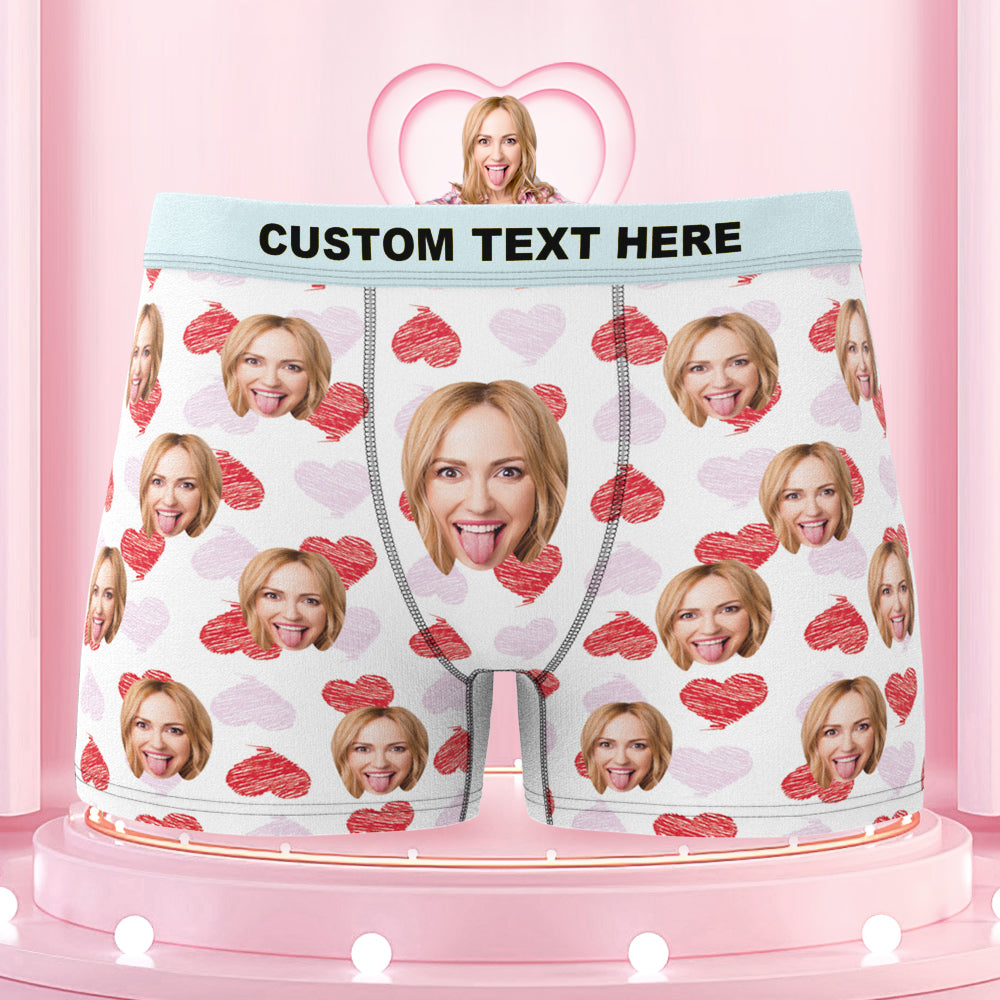 Boxer Personnalisé Avec Ceinture Colorée, Slip Avec Cœurs Rouges Et Roses, Cadeaux Pour Lui - soufeelfr
