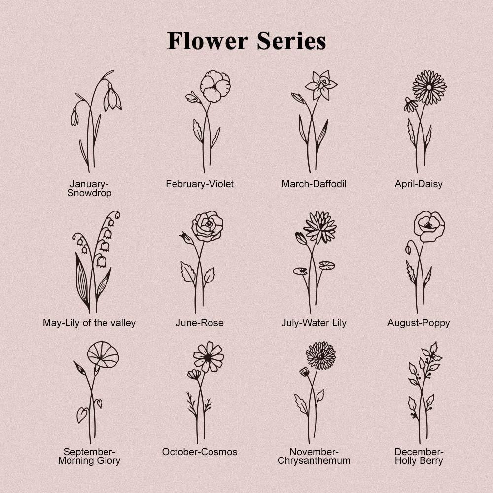 Portefeuille En Cuir Personnalisé Avec Nom Et 8 Emplacements Pour Cartes, Motif Fleur De Naissance, Cadeau D'anniversaire Pour Elle - soufeelfr