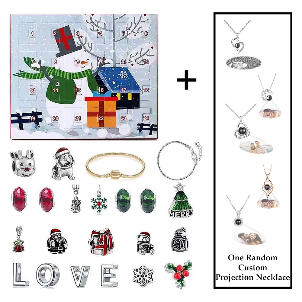 Bijoux Calendrier De L'avent Projection De Noël Collier Bracelets Cadeaux Coffret Cadeau Cadeau De Noël Pour Elle - soufeelfr