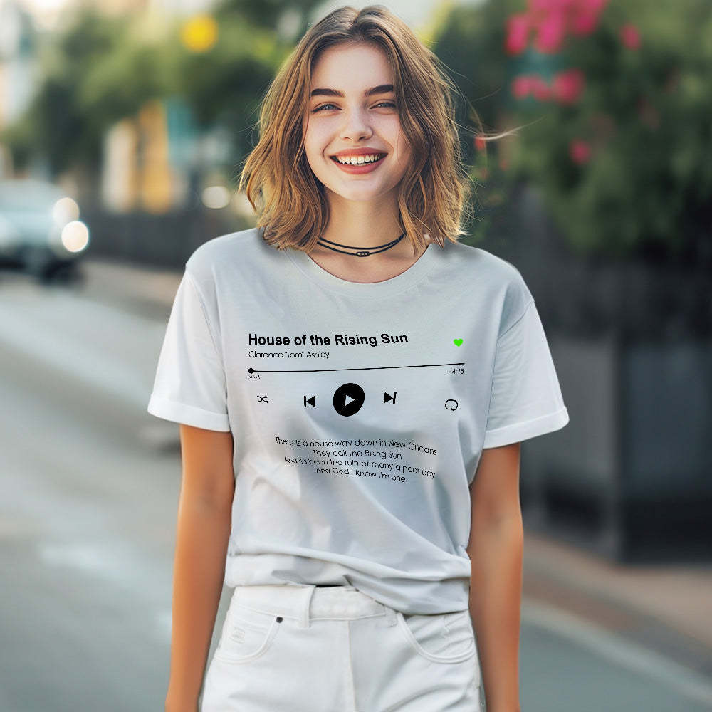 T-shirt De Musique Personnalisé Personnalisé Votre T-shirt De Chanson Préférée Lecteur De Musique - soufeelfr