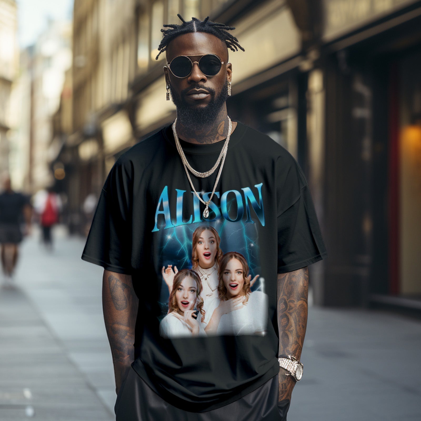 T-shirt Personnalisé Avec Photo Et Nom Rétro Lightning, Cadeau Spécial Pour Couple - soufeel