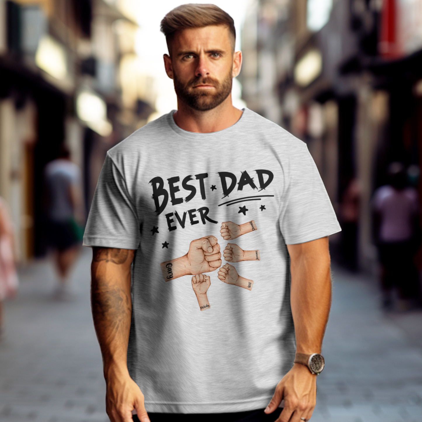 T-shirt Père Personnalisé Meilleur Papa De Tous Les Temps Pour La Fête Des Pères - soufeelfr