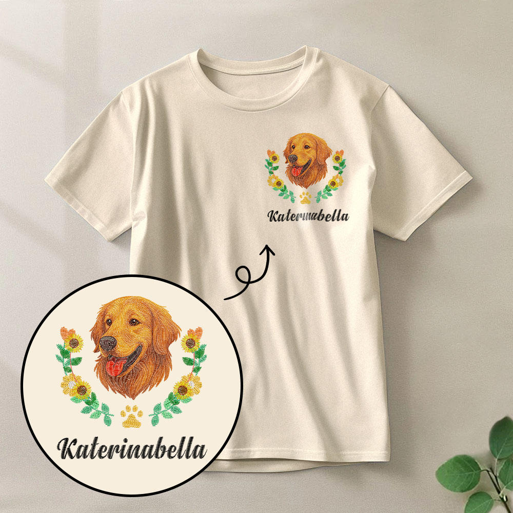 T-shirt Personnalisé Avec Avatar D'animal De Compagnie Brodé - soufeelfr