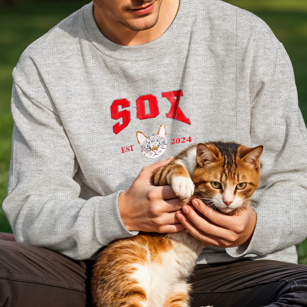 Sweat-shirt Brodé Personnalisé, Portrait D'animal De Compagnie, Sweat-shirt Avec Photo, Cadeaux Pour Les Amoureux Des Animaux De Compagnie