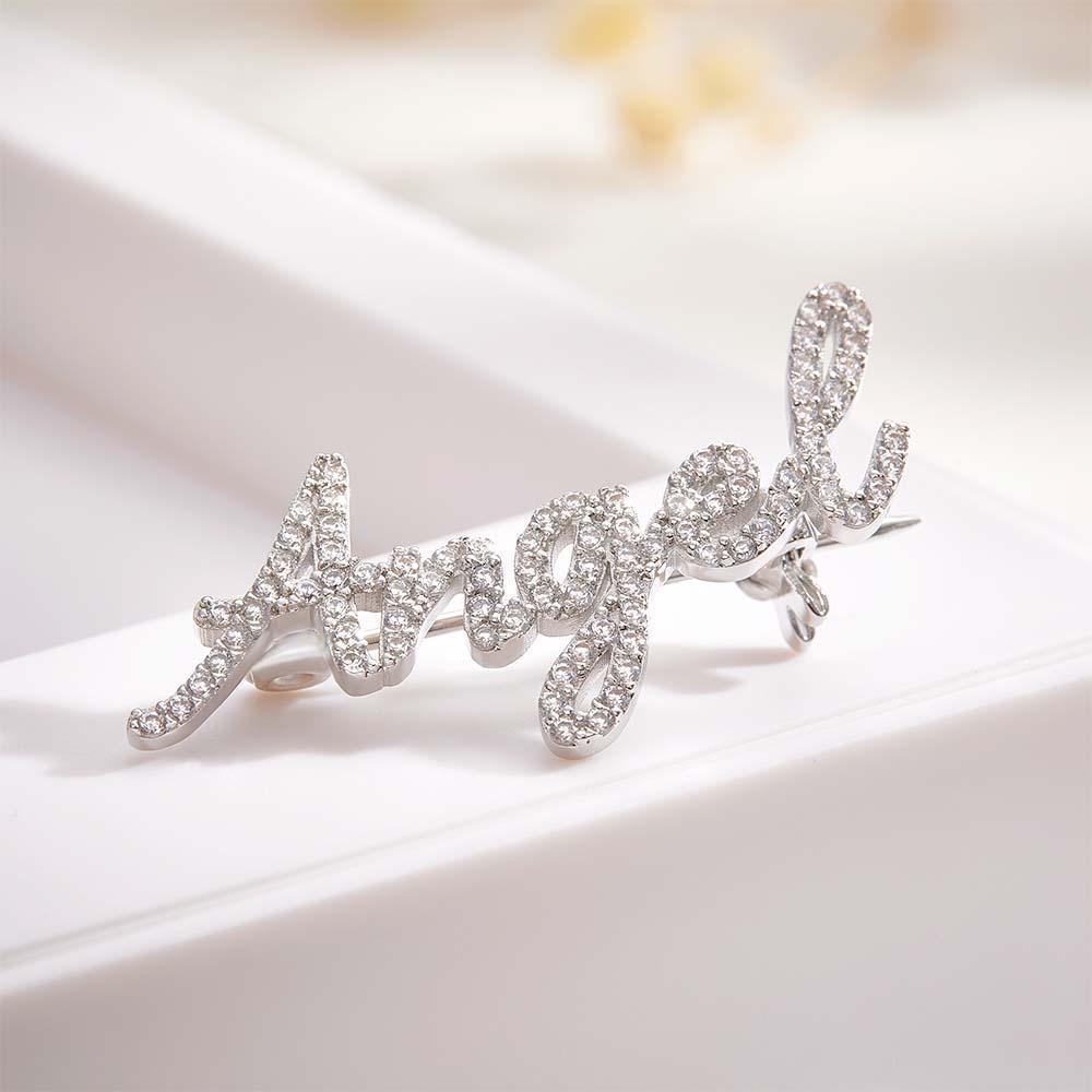 Épinglette En Diamant Avec Nom Personnalisé, Broche Exquise À La Mode, Cadeau Pour Femme - soufeelfr