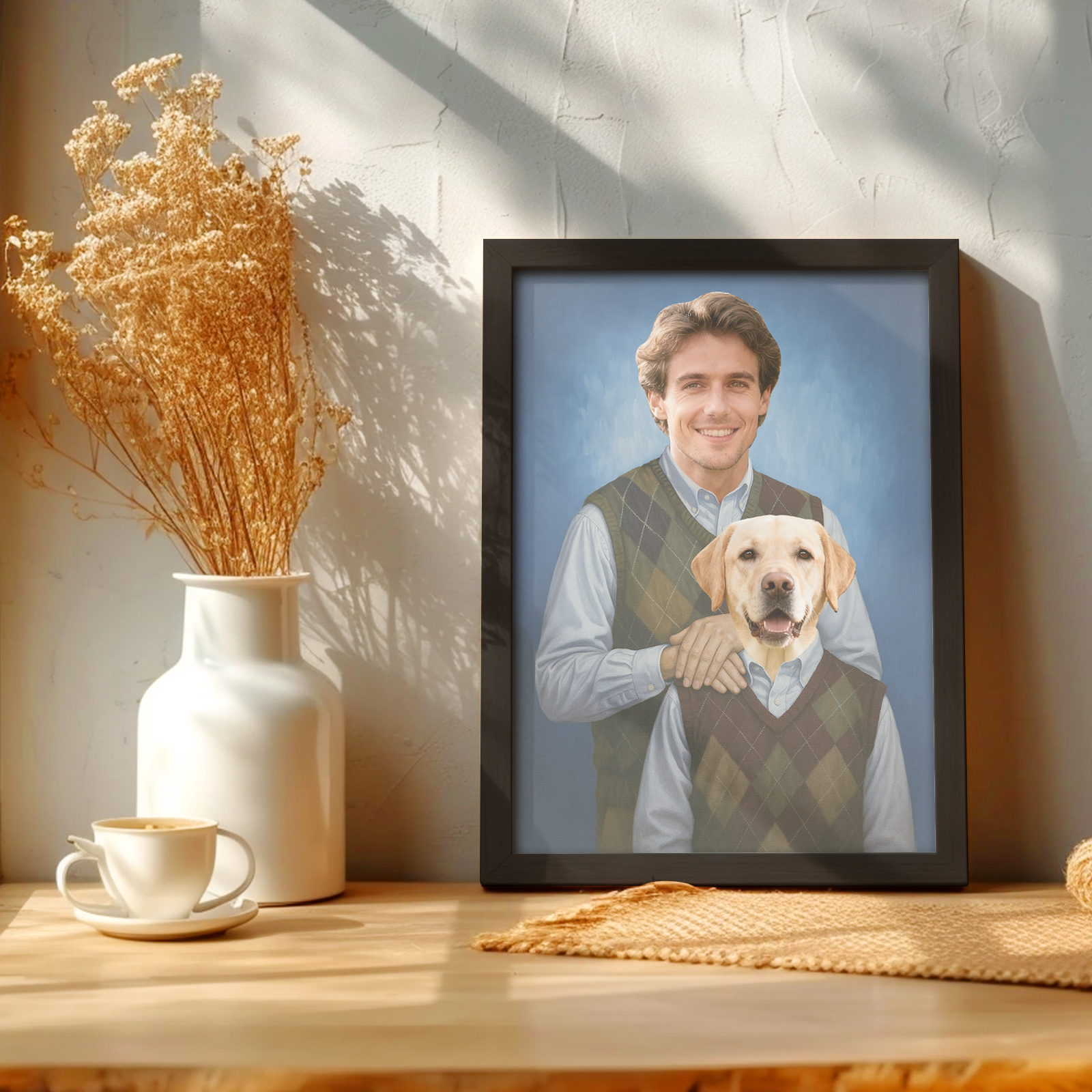 Portrait D'animal De Compagnie, Portrait Personnalisé Humain Et Animal De Compagnie, Idée Cadeau D'anniversaire, Portrait De Chien Amusant, Cadeau Pour Lui, Portrait De Chien, Décoration Pour Homme, Cadeau Pour Mari - soufeelfr