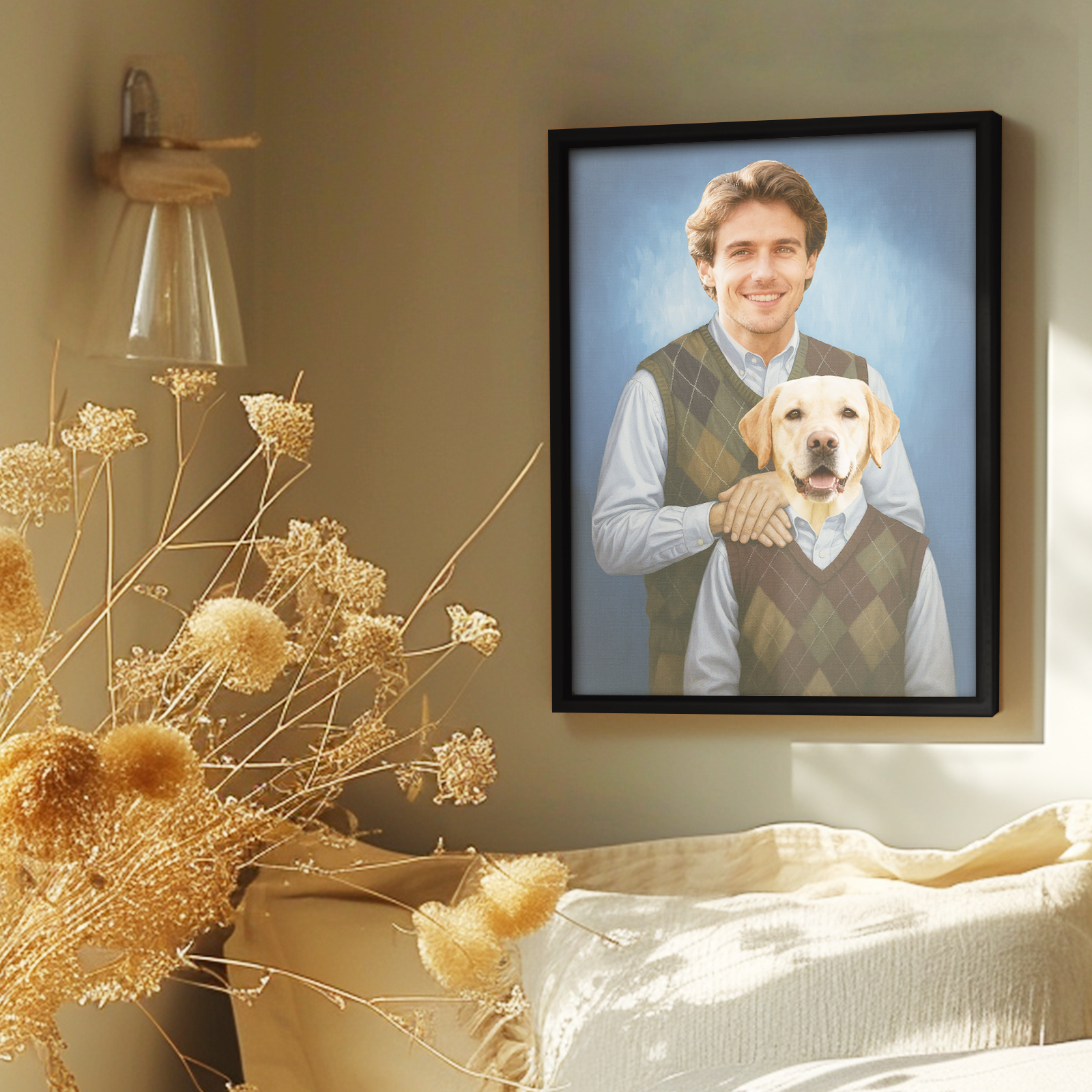 Portrait D'animal De Compagnie, Portrait Personnalisé Humain Et Animal De Compagnie, Idée Cadeau D'anniversaire, Portrait De Chien Amusant, Cadeau Pour Lui, Portrait De Chien, Décoration Pour Homme, Cadeau Pour Mari - soufeelfr