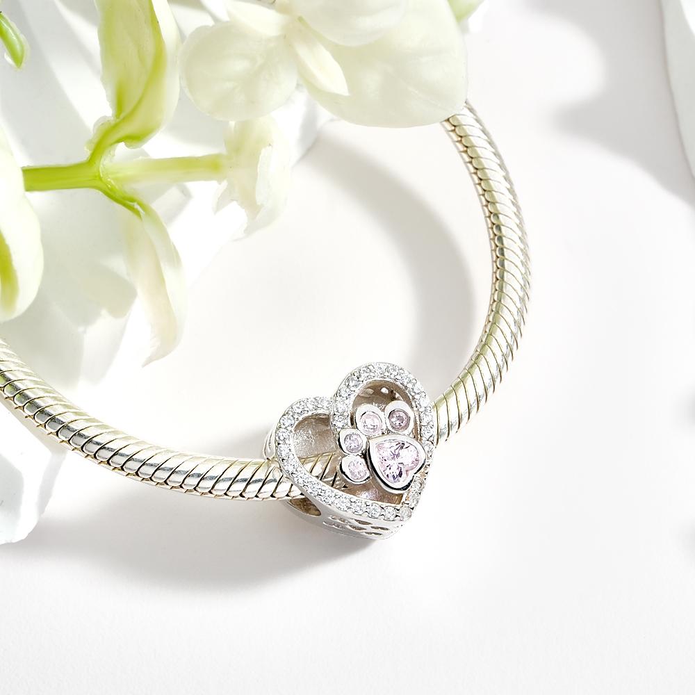 Charme Personnalisé Avec Empreinte De Patte, Joli Pendentif En Zircon, Cadeaux Pour Les Amoureux Des Animaux De Compagnie - soufeelfr