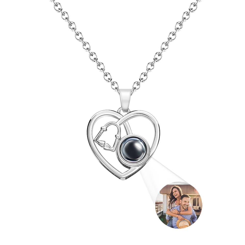Collier De Projection Personnalisé, Stéthoscope En Forme De Cœur D'amour, Cadeau Pour Médecin - soufeelfr