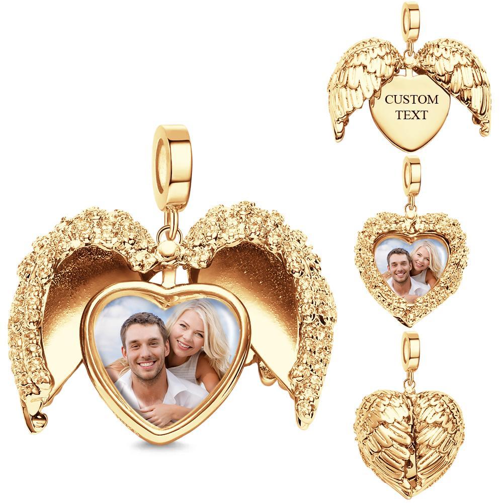 Breloque Photo Ouvrable Aile D'ange Avec Texte Pendentif À La Mode Cadeaux Pour Elle - soufeelfr