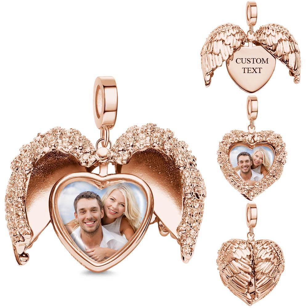 Breloque Photo Ouvrable Aile D'ange Avec Texte Pendentif À La Mode Cadeaux Pour Elle - soufeelfr