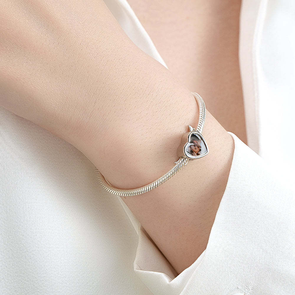 Charm Photo Personnalisé Ange Ailes Ouvertes Coeur - soufeelfr
