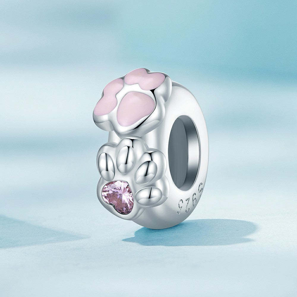 Bouchon De Patte De Chat, Breloque D'espacement, Cadeau En Argent Sterling 925 Pour Amoureux Des Animaux De Compagnie Dp103