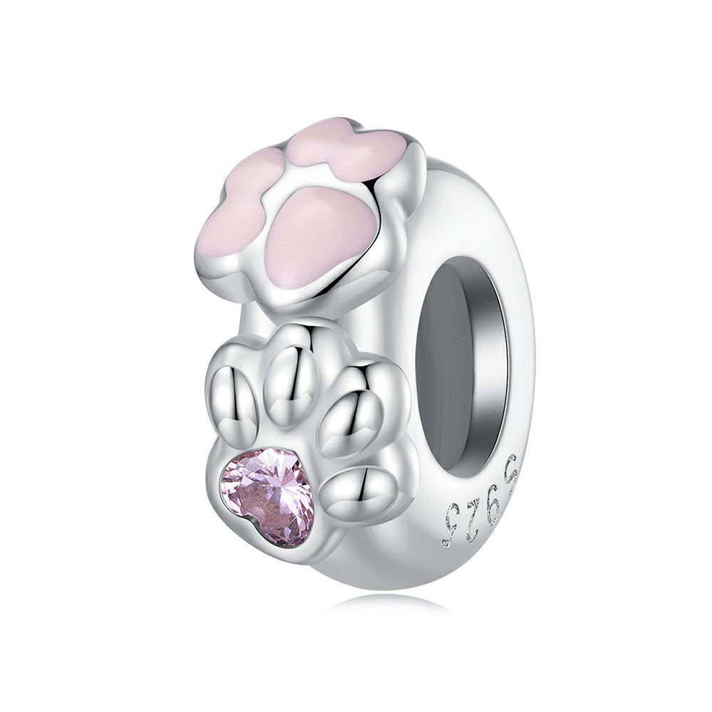 Bouchon De Patte De Chat, Breloque D'espacement, Cadeau En Argent Sterling 925 Pour Amoureux Des Animaux De Compagnie Dp103