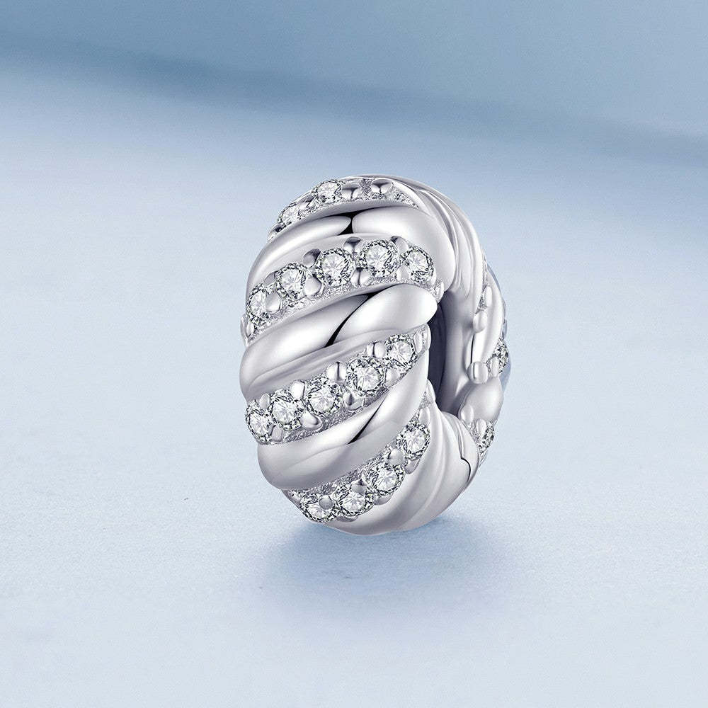 Torsades Brillantes Bouchon Charme Spacer Charme 925 Argent Sterling Dp114
