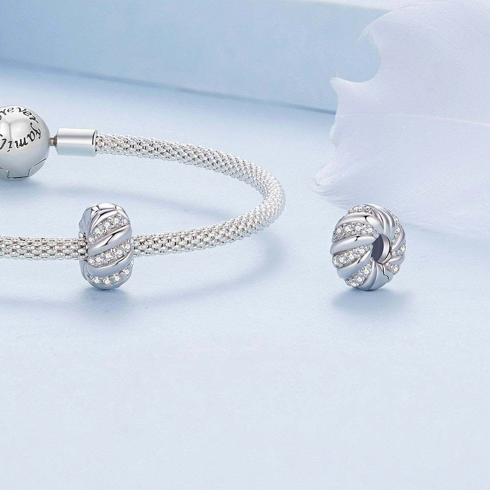 Torsades Brillantes Bouchon Charme Spacer Charme 925 Argent Sterling Dp114