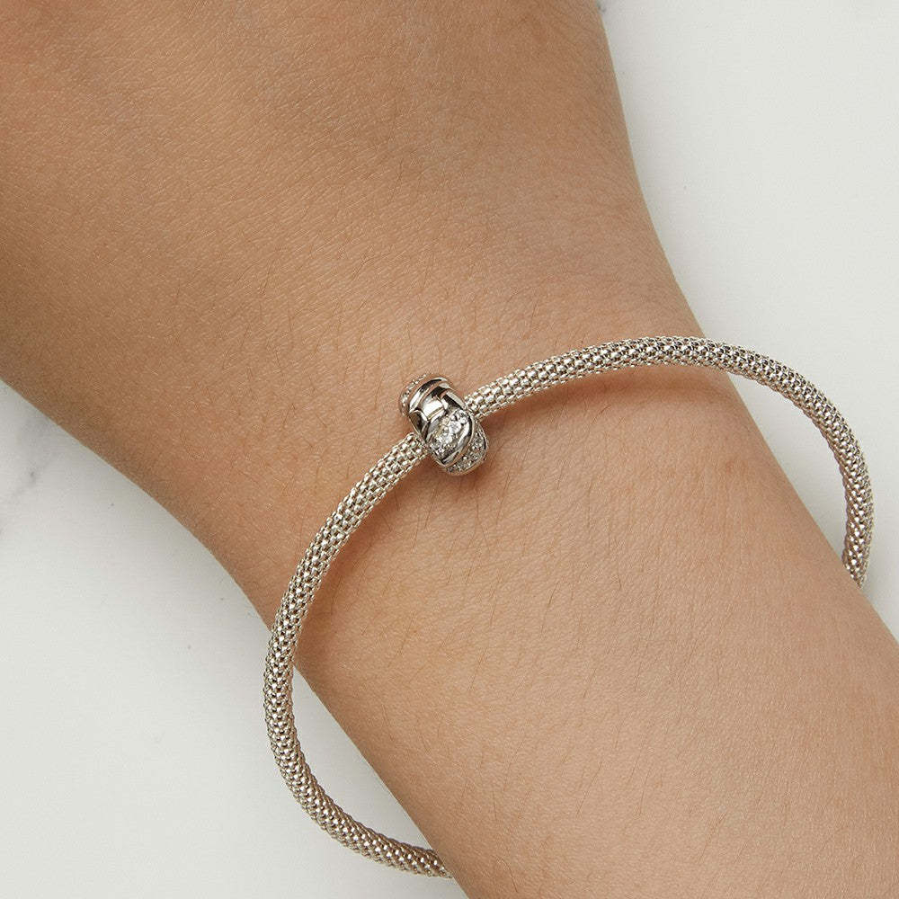 Torsades Brillantes Bouchon Charme Spacer Charme 925 Argent Sterling Dp114