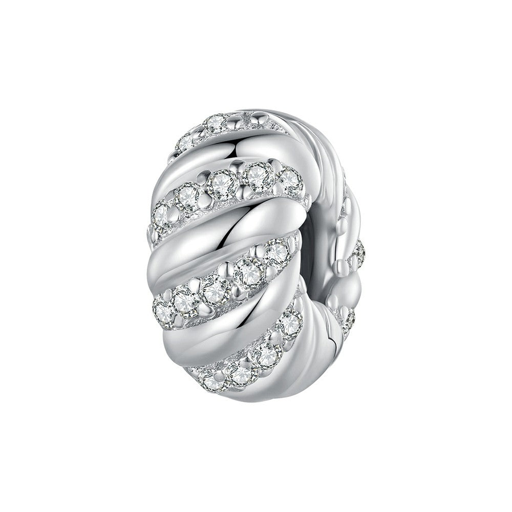 Torsades Brillantes Bouchon Charme Spacer Charme 925 Argent Sterling Dp114
