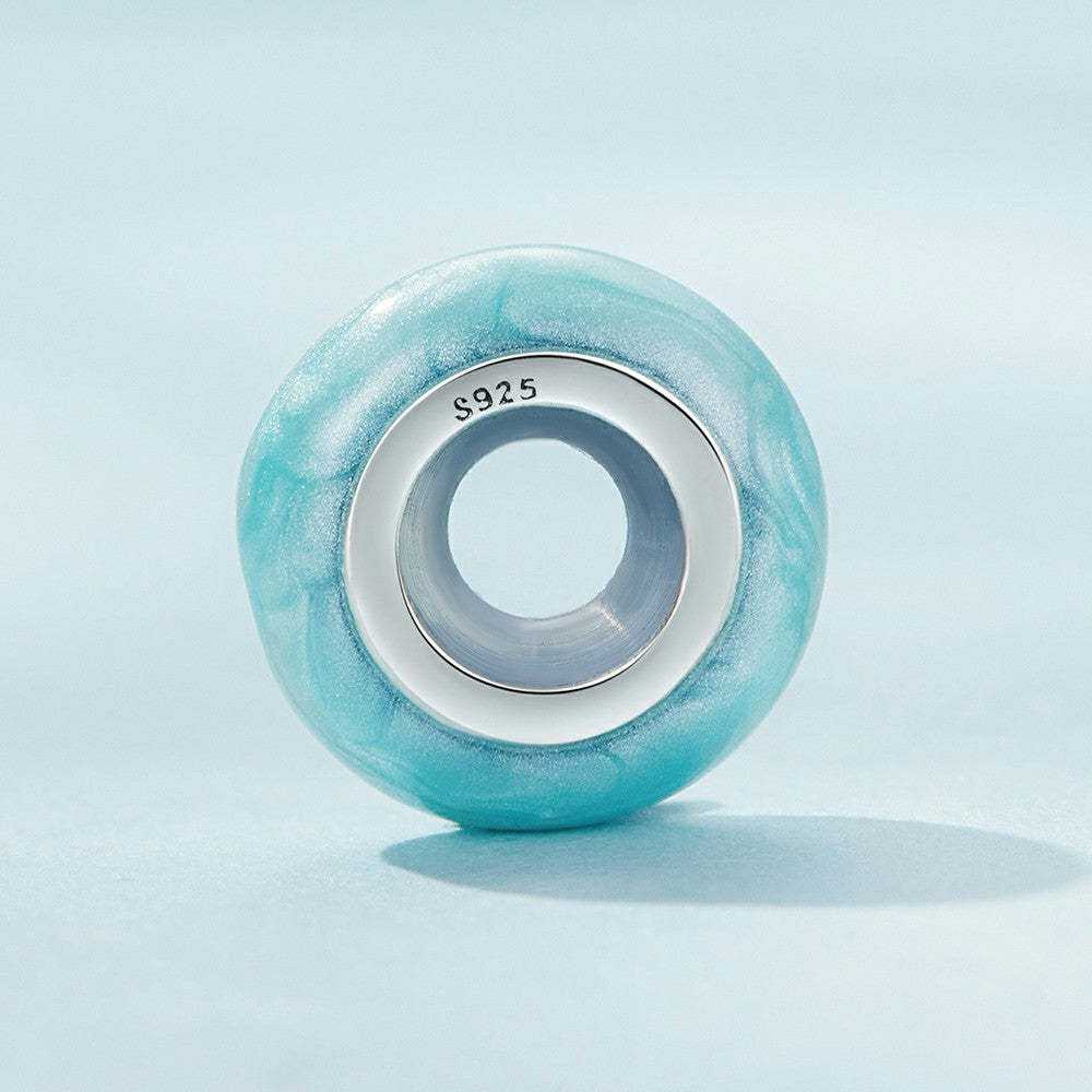 Macaron Bleu Bouchon Charme Spacer Charme 925 Argent Sterling Dp127