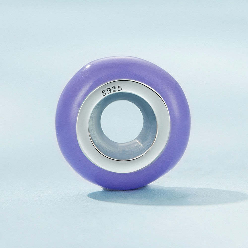 Macaron Violet Bouchon Charme Spacer Charme 925 Argent Sterling Dp128