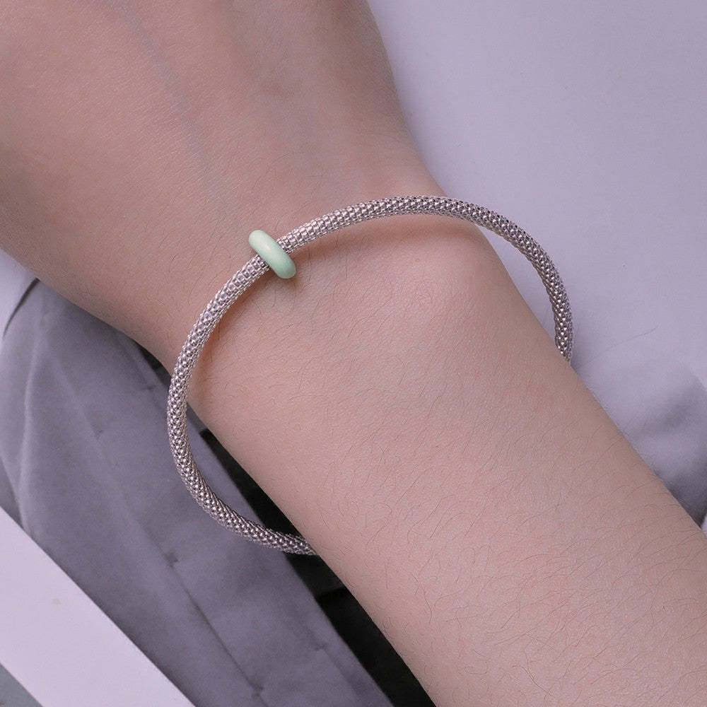 Macaron Vert Clair Bouchon Charme Spacer Charme 925 Argent Sterling Dp130