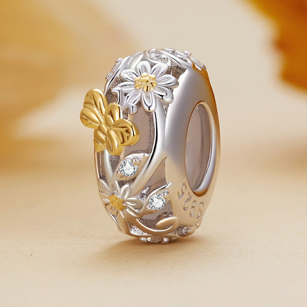 Marguerite Abeilles Bouchon Charme Spacer Charme 925 Argent Sterling Dp134