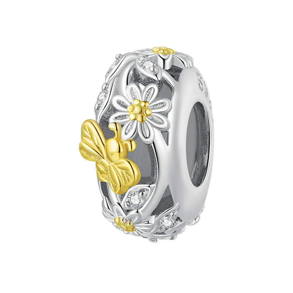 Marguerite Abeilles Bouchon Charme Spacer Charme 925 Argent Sterling Dp134