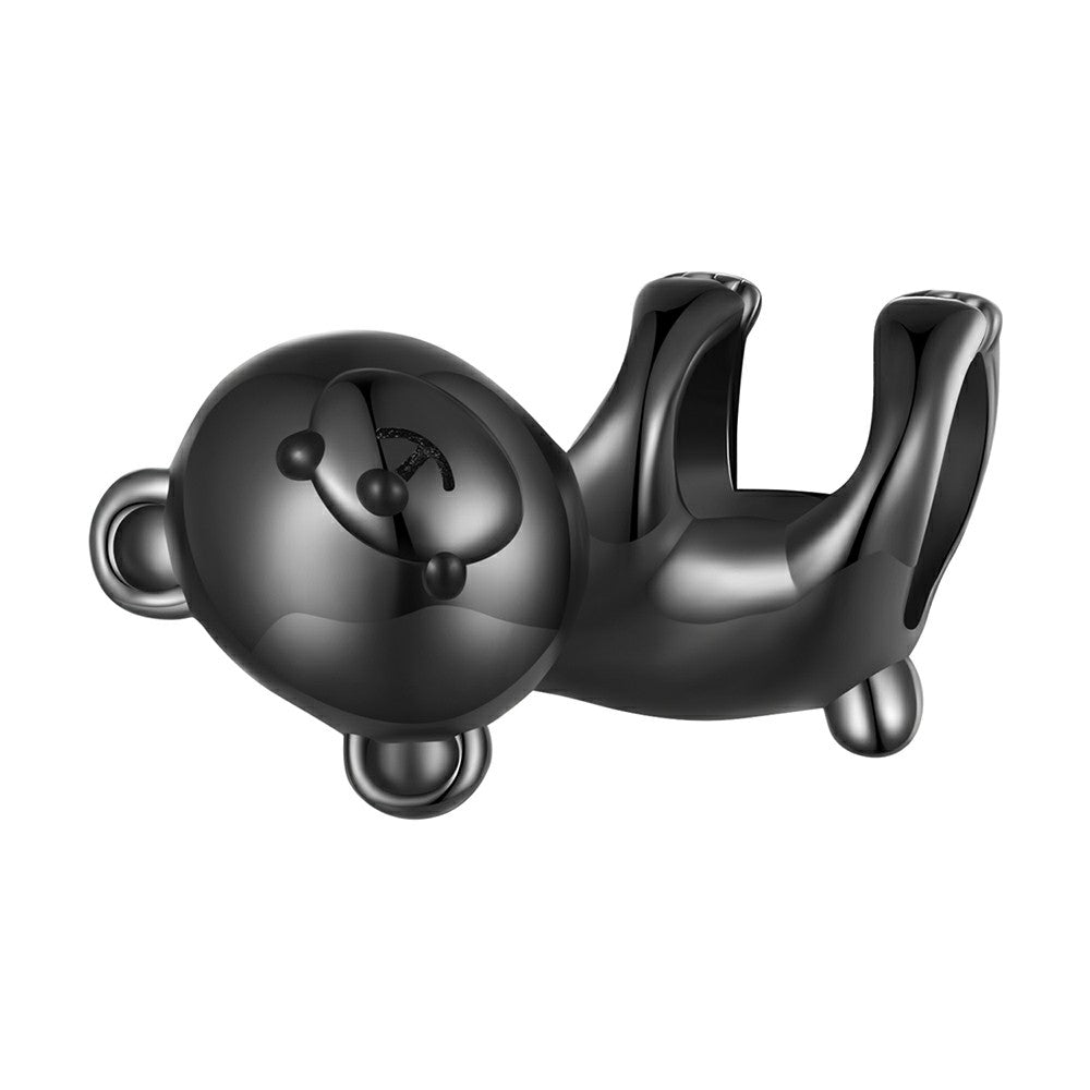 Breloque En Émail Ours Noir En Argent Sterling 925 Dy1350